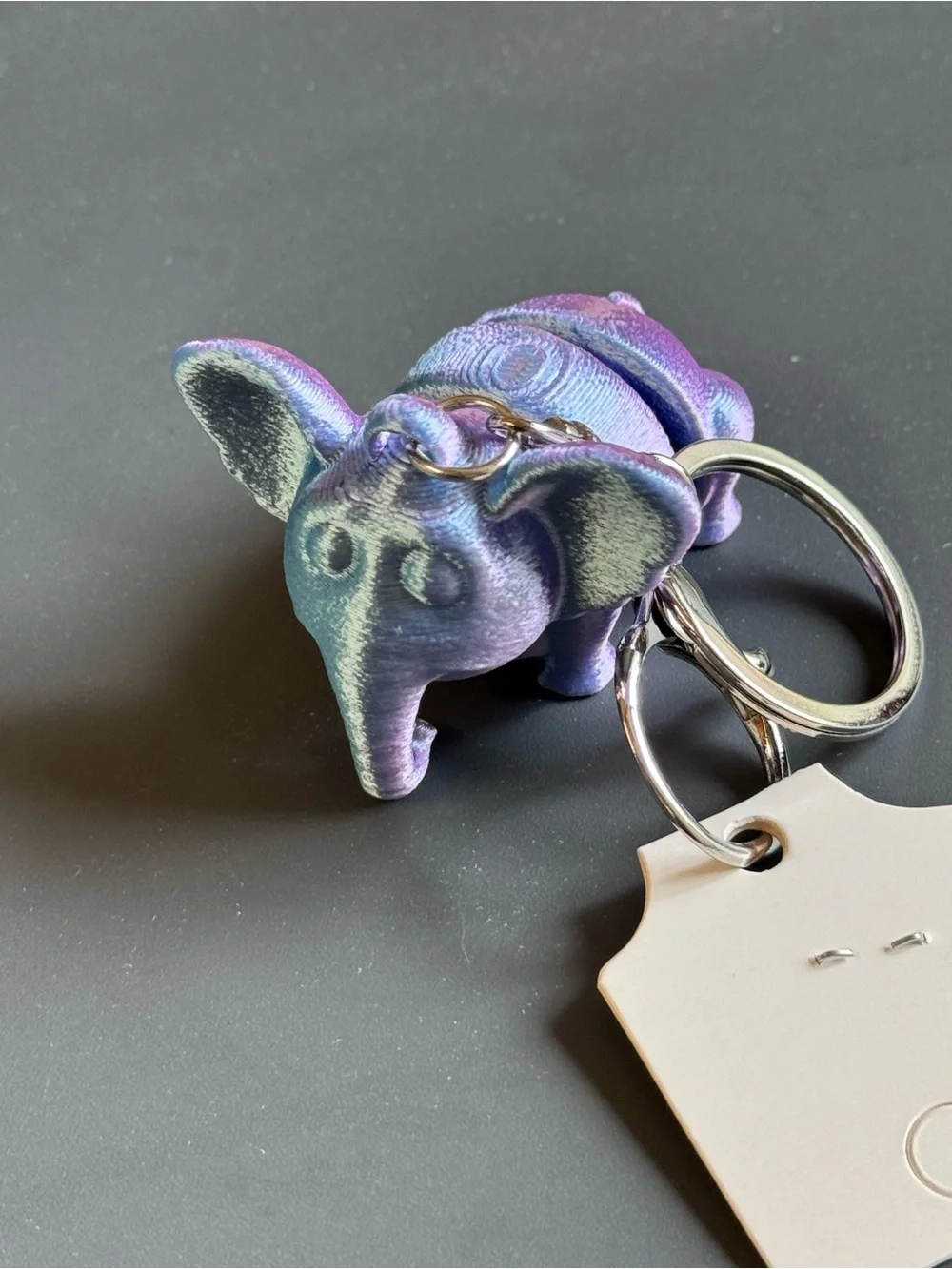 NWT 3D Printed Articulated Elephant Keychain Blue Purple Fidget Toy Bag Charm